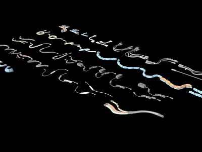 Modern Abstract Art Design With Colorful Curved Lines And Decorative Patterns 3d model