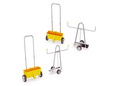 Durable Hardware Tools Collection Featuring Yellow And Silver Hand Trucks With Wheels 3d model
