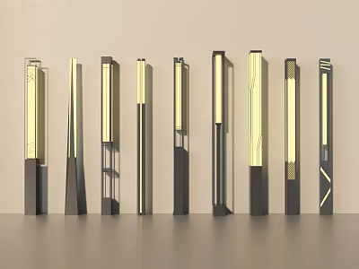 Various Modern Outdoor Lights With Sleek Designs And Floor Standing Structures 3d model