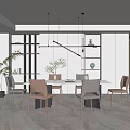 Modern Restaurant Interior Design With Open Layout And Dining Table Seating 3d model