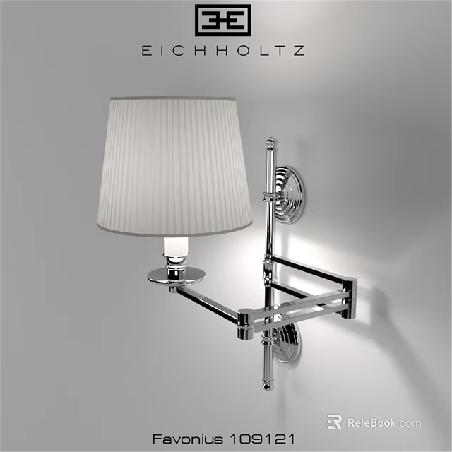 Modern Wall Sconce With White Ribbed Lampshade And Chrome Adjustable Arm 3d model 
