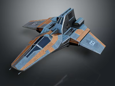 3D Rendered Futuristic Fighter Jet With Blue And Orange Color Scheme And Aerodynamic Wing Design 3d model