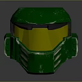 Green Tactical Weapon Helmet With Gold Visor And Side Lights