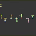 Game And Movie Characters With Various Poses And Colored Outfits On Grey Reflective Floor