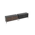 Modern Entryway Cabinet and Sideboard Design With Wooden Texture Metal Handles And Black Frame