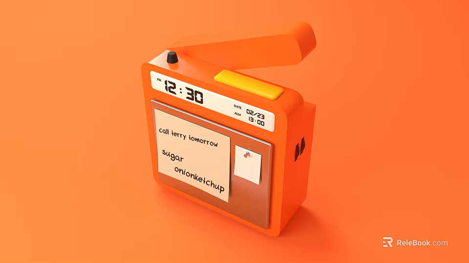 Orange Radio Speaker With Digital Clock FM AM Tuner Modern Compact Design 3d model 