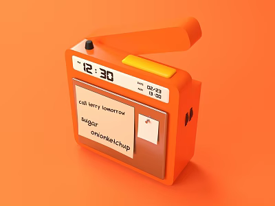 Orange Radio Speaker With Digital Clock FM AM Tuner Modern Compact Design 3d model