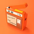 Orange Radio Speaker With Digital Clock FM AM Tuner Modern Compact Design