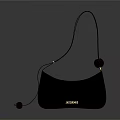 Gray JACQUEMUS Handbag With Black Strap And Red Decorative Ball Terminal Label
