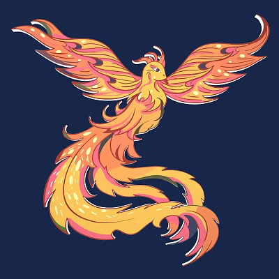 Vibrant Colorful Phoenix Artistic Wall Decor For Home Interior With Dark Blue Background 3d model