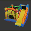 Colorful Inflatable Kids Play Structure With Slide And Cartoon Decorations