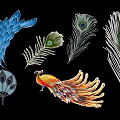 Peacock Feather Decorative Pendant Ornaments With Blue And Colorful Feather Designs