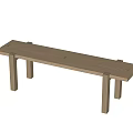 Simple Design Wooden Public Bench With Sturdy Structure For Outdoor Spaces 3d model