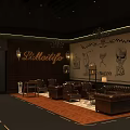 Bellolife Fitness Club Lounge With Wooden Walls Chandelier Seating And Floor Lines