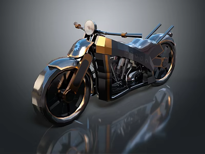 Vintage Motorcycle With Classic Design Chrome Details And Shiny Metallic Surface 3d model