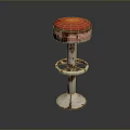 Stylish Bar Stool with Red Cushioned Seat Metal Frame Circular Footrest and Stable Base