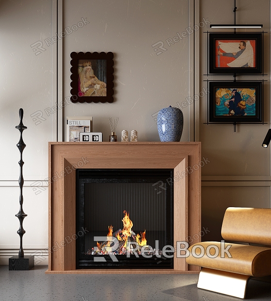 Fireplace French Fireplace Lazy Sofa Decorative Painting Decorative Painting French Art Device model