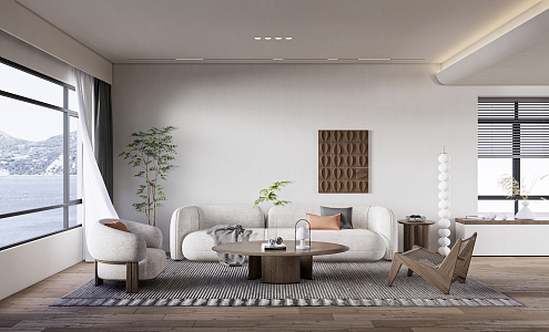 modern living room cream living room 3d model