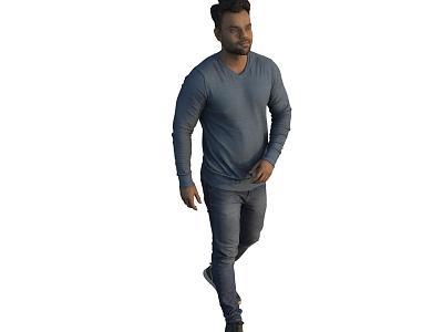 Walking foreign man African black 3d model