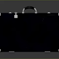 Black Hard Shell Suitcase With Silver Metal Corners And Lock Clasp