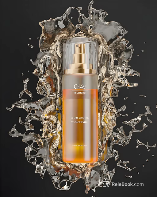 Olay Micro Sculpting Essence Hydrating Skin Care Product With Water Splash Effect 3d model 