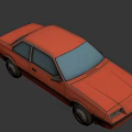 Vintage Orange Functional Car with Two Door Sedan Classic Exterior View