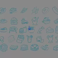 Black And White Hand Drawn Food Icons As Creative Wall Decor Art Pieces