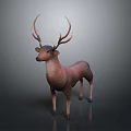 Realistic Deer Sculpture With Large Antlers Standing On Gradient Background 3d model