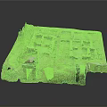 Ancient Architectural Ruins Model With Stone Wall Remains And Square Layout 3d model