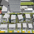 Modern Office Building Complex With Low Rise High Rise Structures Green Spaces And Parking