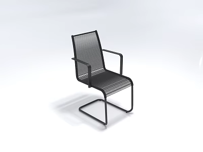 Black Mesh Armchair With Modern Metal Frame And Comfortable Design 3d model