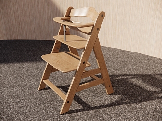 Modern High Chair Wooden Chair Children's Chair Baby Chair Solid Wood Chair 3d model