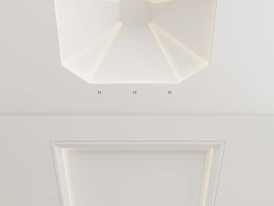 Modern White Ceiling Design With Geometric Patterns Recessed LED Lights And Clean Architectural Lines 3d model