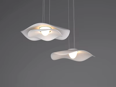 Elegant Modern White Petal Shaped Hanging Chandeliers With Sleek Design And Soft Illumination 3d model