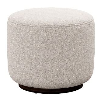 Sinclair Round Circle Ottoman Whistler Oyster Suede Four Hands Makes 3d model