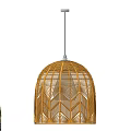 Woven Dome Shaped Pendant Lights with Intricate Patterns and Metal Frames 3d model