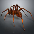 Rusty Metallic Spider Sculpture With Long Legs On Smooth Gray Background 3d model