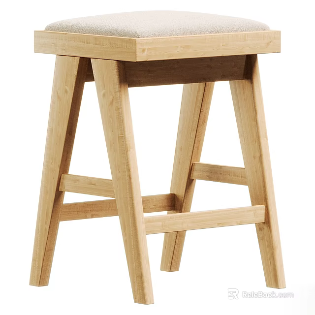 Simple Modern Dining Chair With Wooden Crossbar Structure And Sturdy Design 3d model 