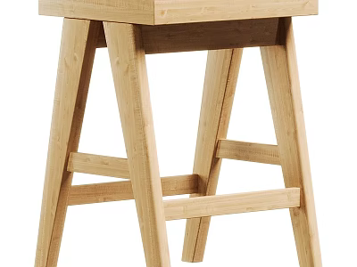 Simple Modern Dining Chair With Wooden Crossbar Structure And Sturdy Design 3d model