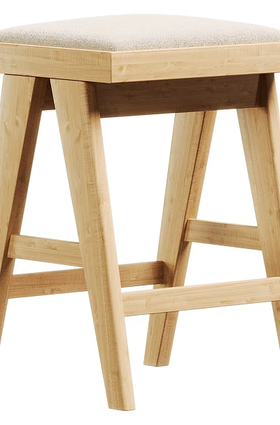 Simple Modern Dining Chair With Wooden Crossbar Structure And Sturdy Design 3d model