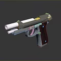 Detailed 3D Rendered Pistol Featuring Silver Barrel Black Grip And Metal Frame Design
