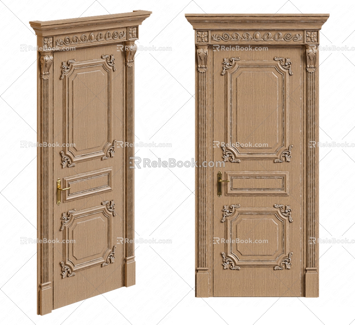 European classical wooden door 3d model