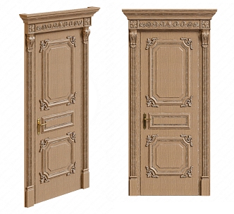 European classical wooden door 3d model