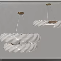 Modern White Spiral Pendant Lights With Wooden Ceiling Base And Soft Glow