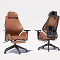 Ergonomic Brown Office Chair with Headrest Armrests and Supportive Backrest Design 3d model