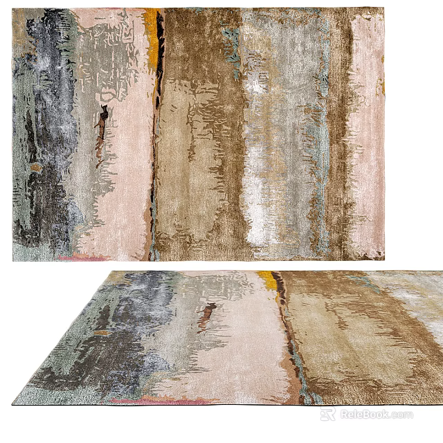 Abstract Modern Square Carpet With Multicolor Soft Texture And Decorative Pattern 3d model 