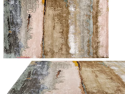 Abstract Modern Square Carpet With Multicolor Soft Texture And Decorative Pattern 3d model