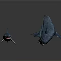 Two Small and Large Shark Models on White Background with Realistic Features