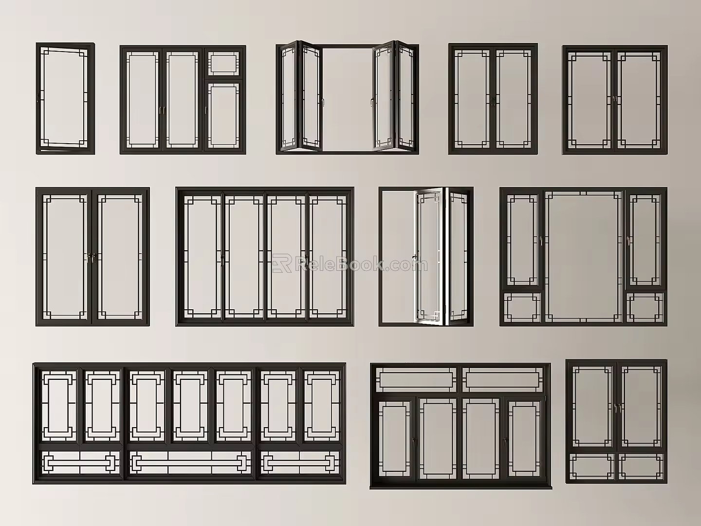 Chinese-style window new Chinese-style window antique window casement window bay window floor-to-ceiling window 3d model