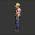 3D Construction Worker Character With Yellow Hard Hat Orange Safety Vest And Tool Belt